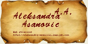Aleksandra Asanović vizit kartica